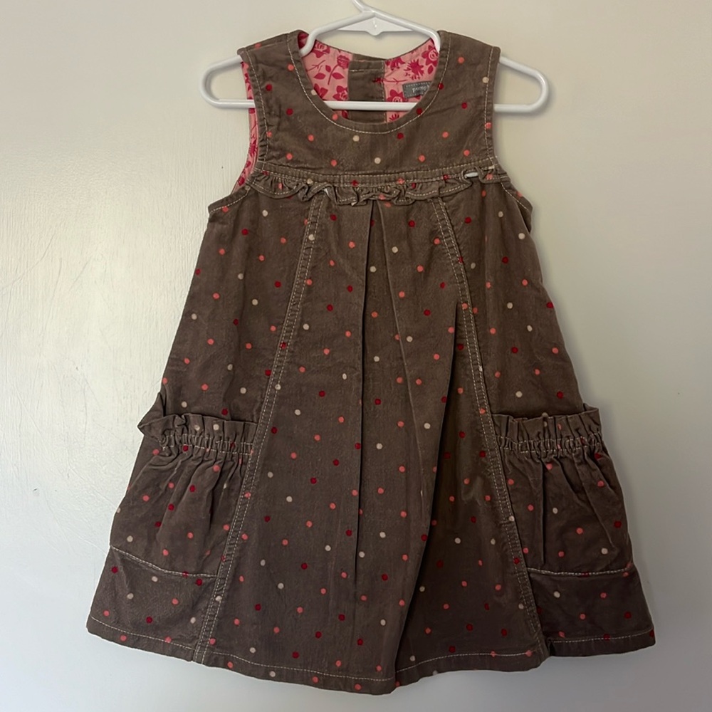 NEW Girls velvet dot pinafore dress